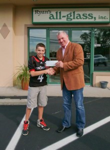 Mitch and Bruce from Ryan's All Glass with a Donation to Mitch's Mission
